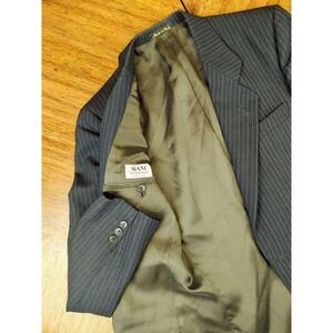 Mani Armani 36R Grey Pin Stripe Virgin Wool Sport Coat Blazer Jacket Vintage